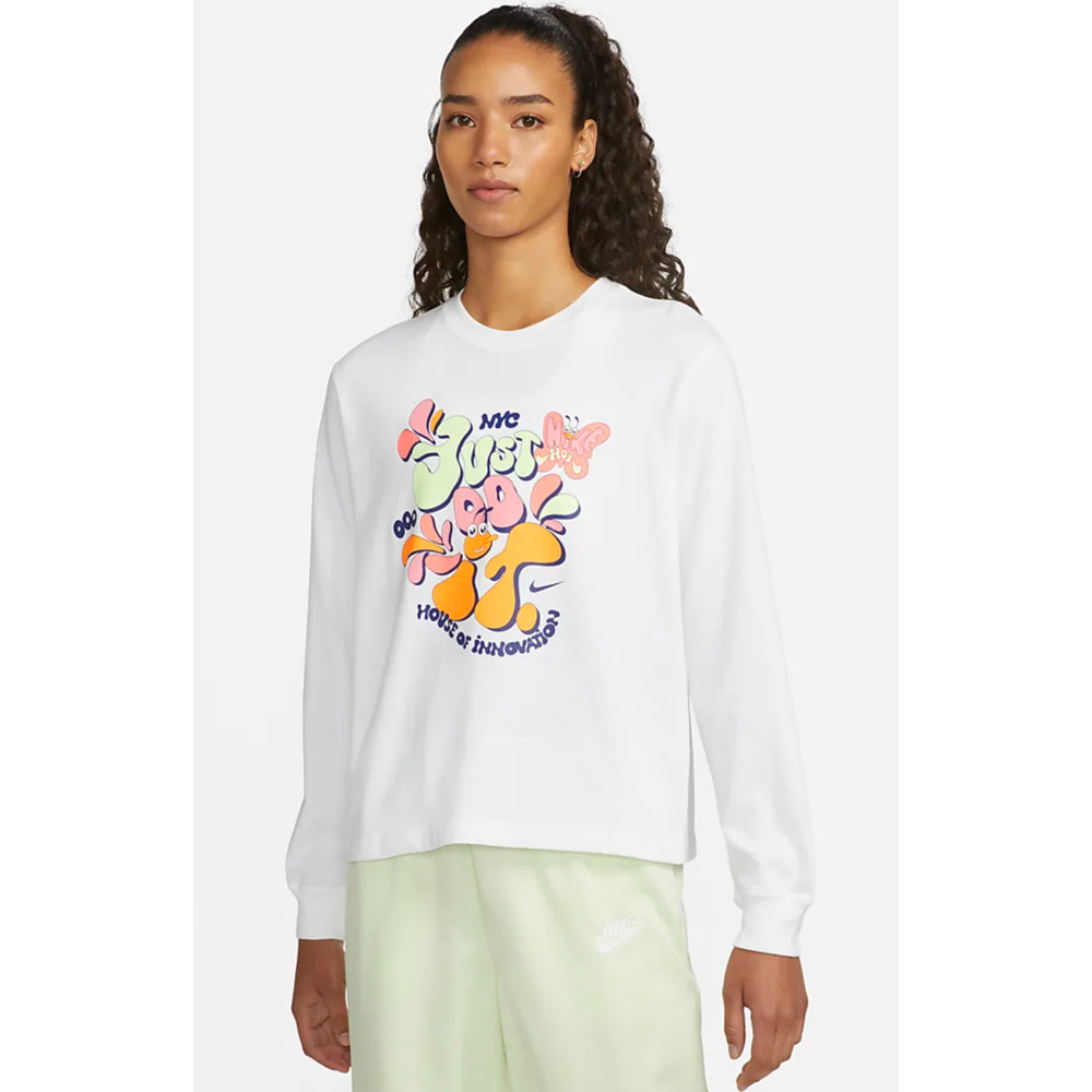 Nike Long Sleeve Graphic Tee Shirt NYC New York City | White Women Size Medium M